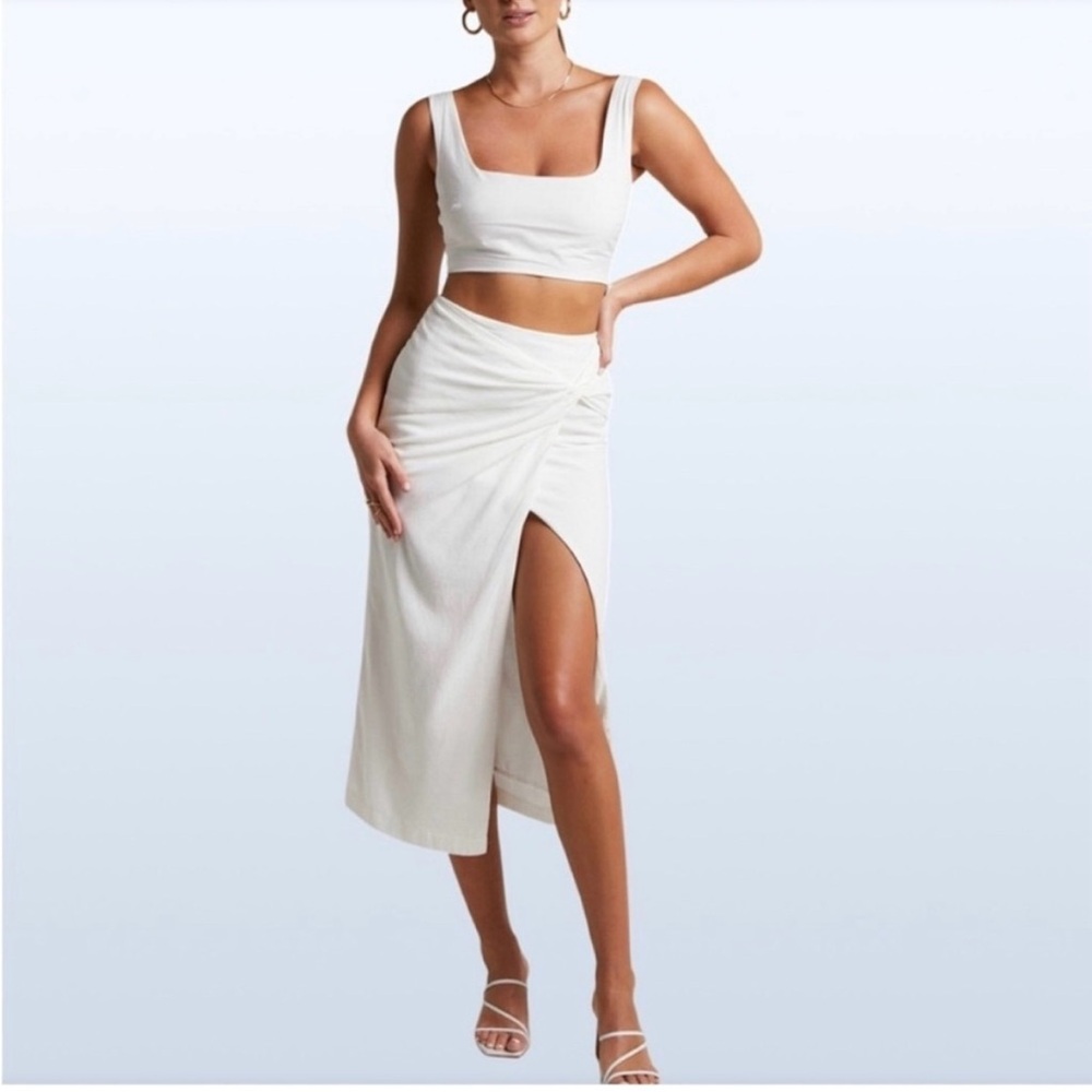 Showpo Gibson two piece white linen set size 0